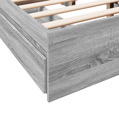 Bedframe met lades bewerkt hout grijs sonoma eiken 140x200 cm