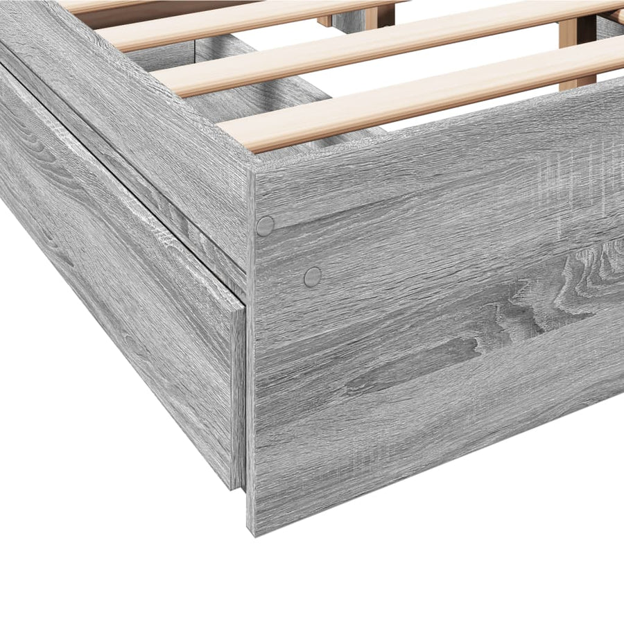 Bedframe met lades bewerkt hout grijs sonoma eiken 140x200 cm