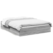 Bedframe 140x200 cm bewerkt hout grijs sonoma eiken met lades