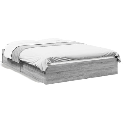 Bedframe met lades bewerkt hout grijs sonoma eiken 140x200 cm
