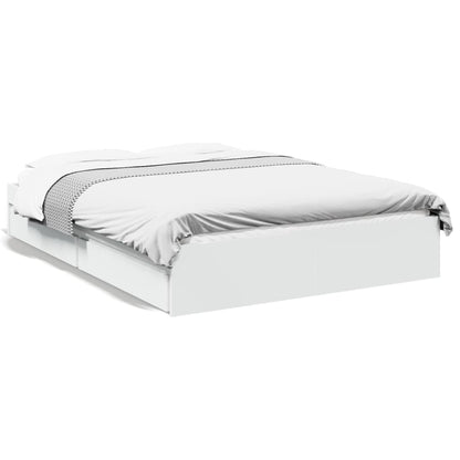 Bedframe met lades bewerkt hout wit 120x200 cm