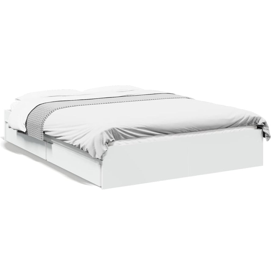 Bedframe met lades bewerkt hout wit 120x200 cm
