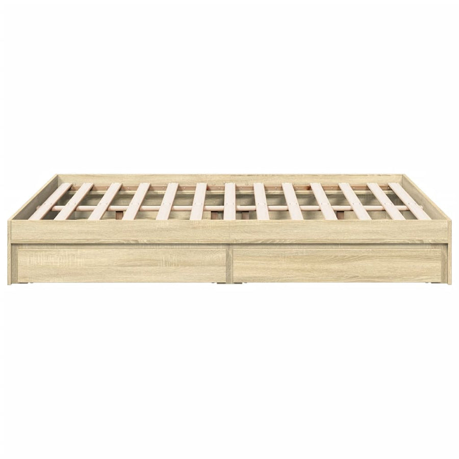 Bedframe met lades bewerkt hout sonoma eikenkleurig 120x200 cm