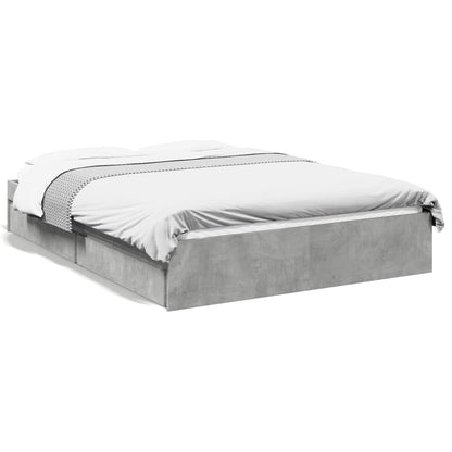 Bedframe met lades bewerkt hout betongrijs 120x200 cm