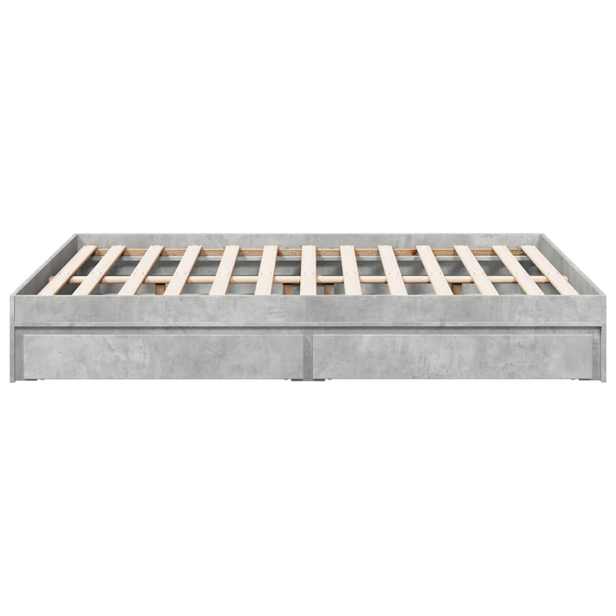 Bedframe met lades bewerkt hout betongrijs 120x200 cm