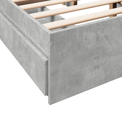 Bedframe met lades bewerkt hout betongrijs 120x200 cm