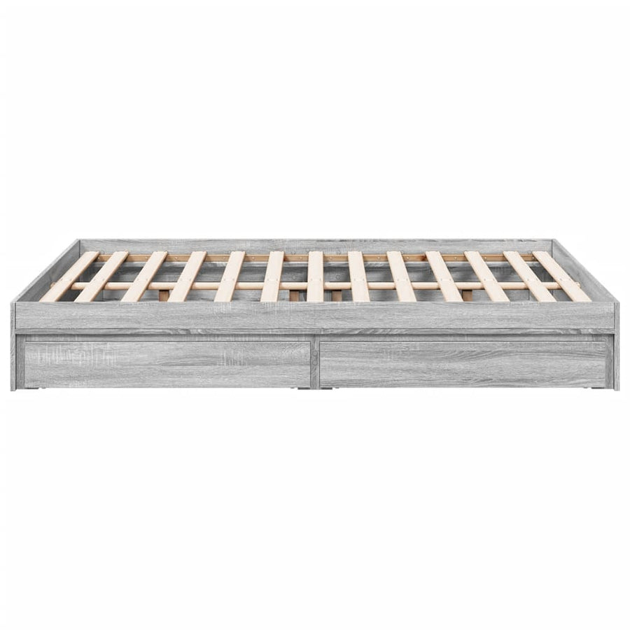 Bedframe met lades bewerkt hout grijs sonoma eiken 120x200 cm