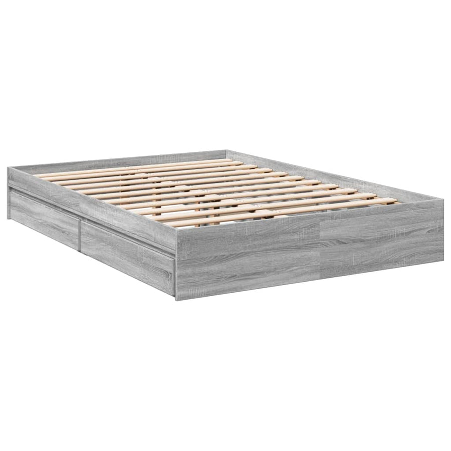 Bedframe met lades bewerkt hout grijs sonoma eiken 120x200 cm