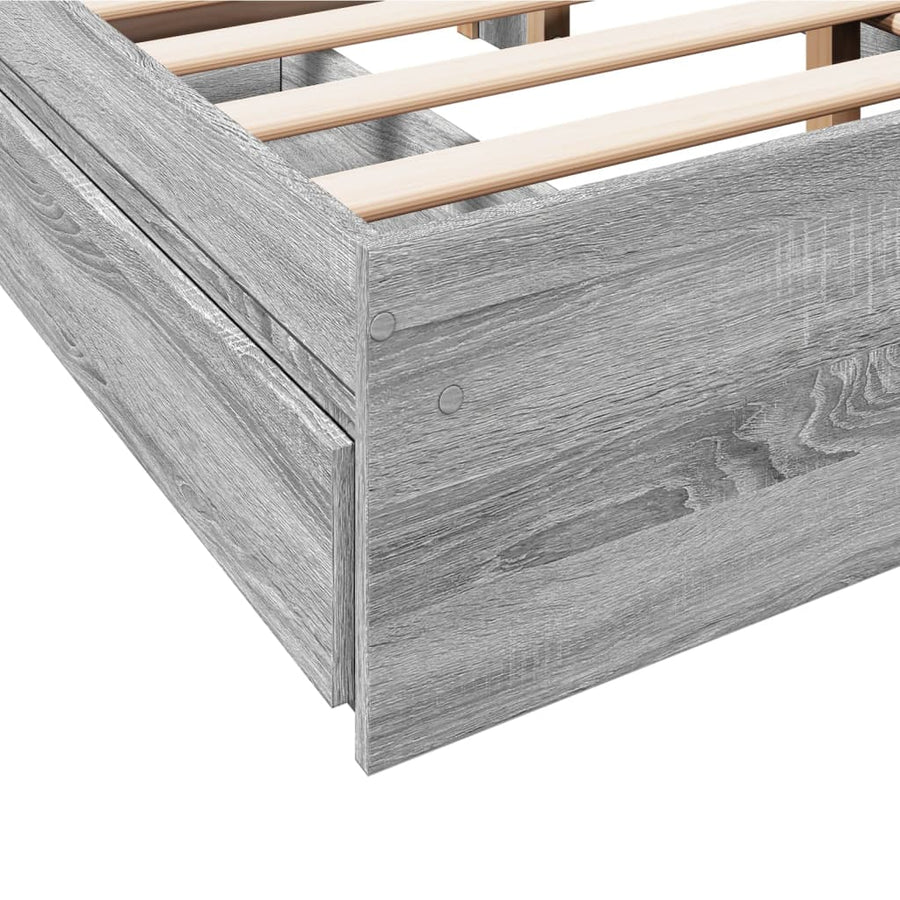 Bedframe met lades bewerkt hout grijs sonoma eiken 120x200 cm
