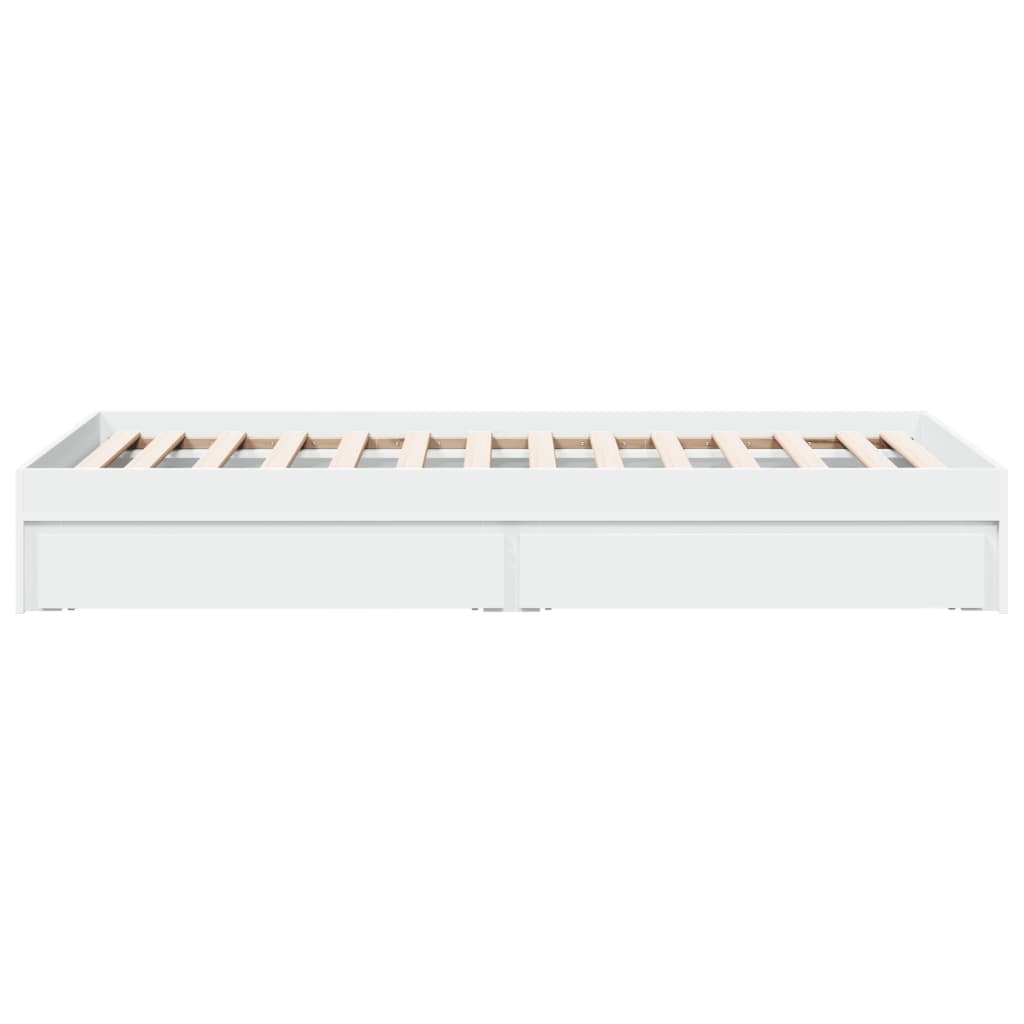 Bedframe met lades bewerkt hout wit 100x200 cm