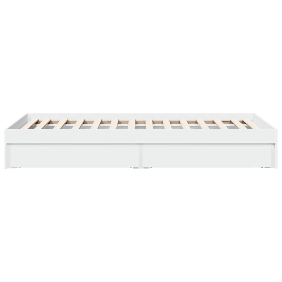 Bedframe met lades bewerkt hout wit 100x200 cm