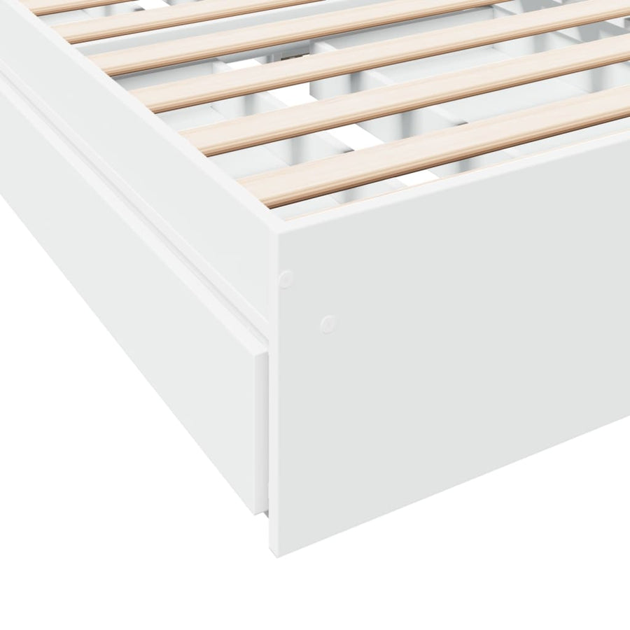 Bedframe met lades bewerkt hout wit 100x200 cm