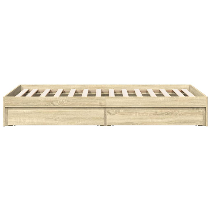 Bedframe met lades bewerkt hout sonoma eikenkleurig 100x200 cm
