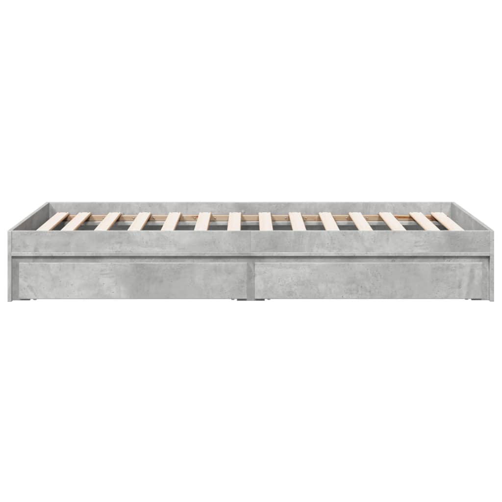 Bedframe met lades bewerkt hout betongrijs 100x200 cm