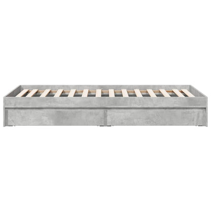 Bedframe met lades bewerkt hout betongrijs 100x200 cm