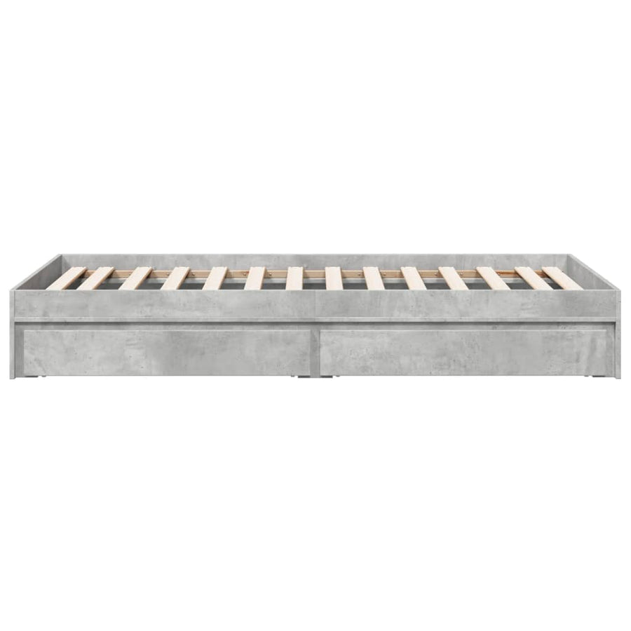 Bedframe met lades bewerkt hout betongrijs 100x200 cm