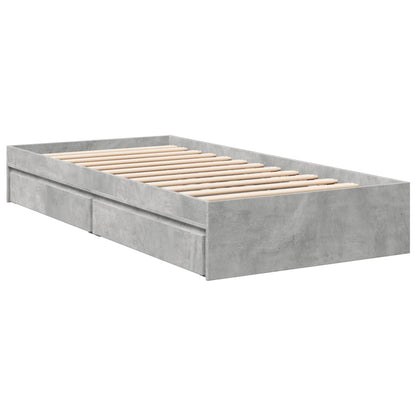 Bedframe met lades bewerkt hout betongrijs 100x200 cm