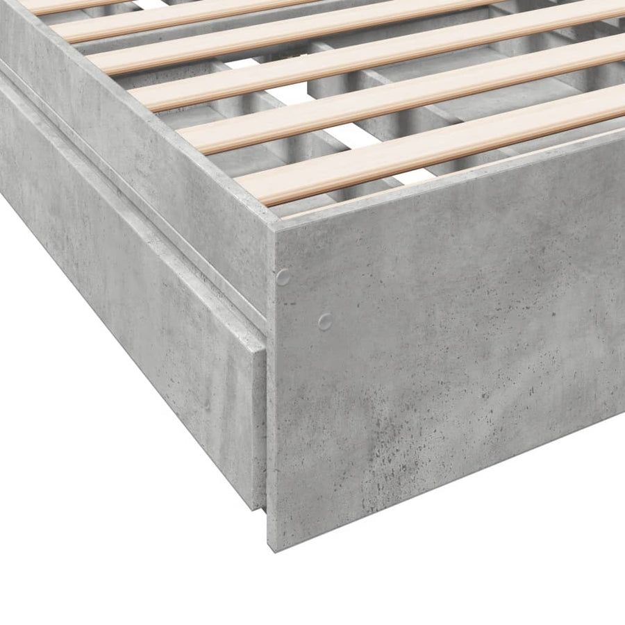 Bedframe met lades bewerkt hout betongrijs 100x200 cm