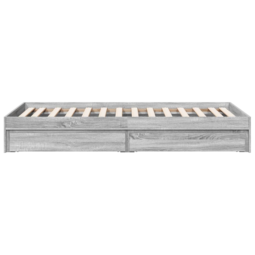 Bedframe met lades bewerkt hout grijs sonoma eiken 100x200 cm