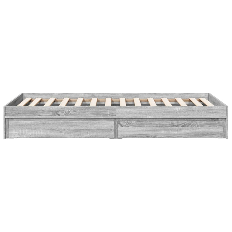 Bedframe met lades bewerkt hout grijs sonoma eiken 100x200 cm