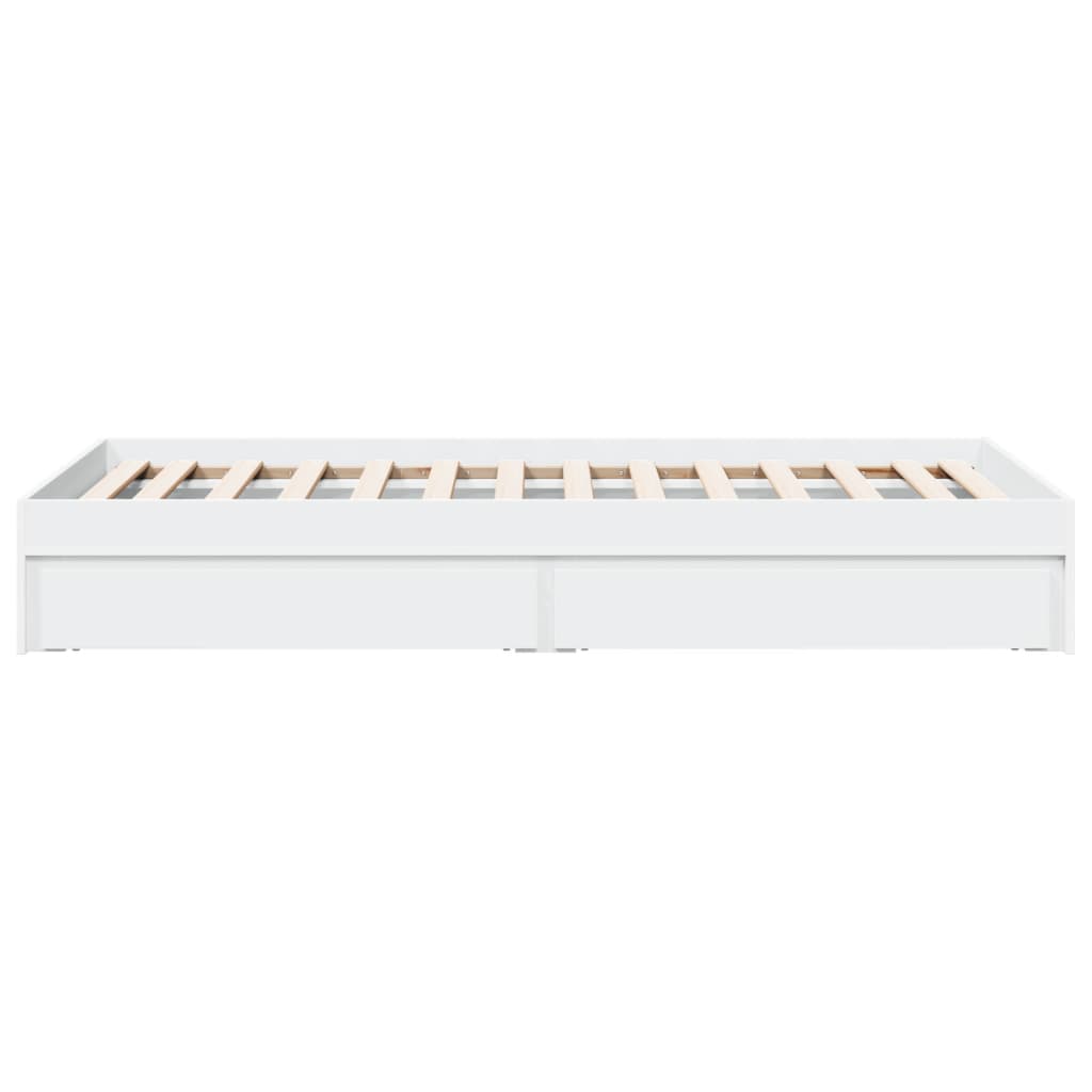 Bedframe met lades bewerkt hout wit 90x200 cm