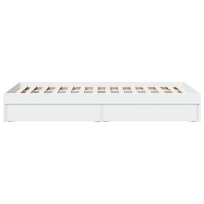 Bedframe met lades bewerkt hout wit 90x200 cm