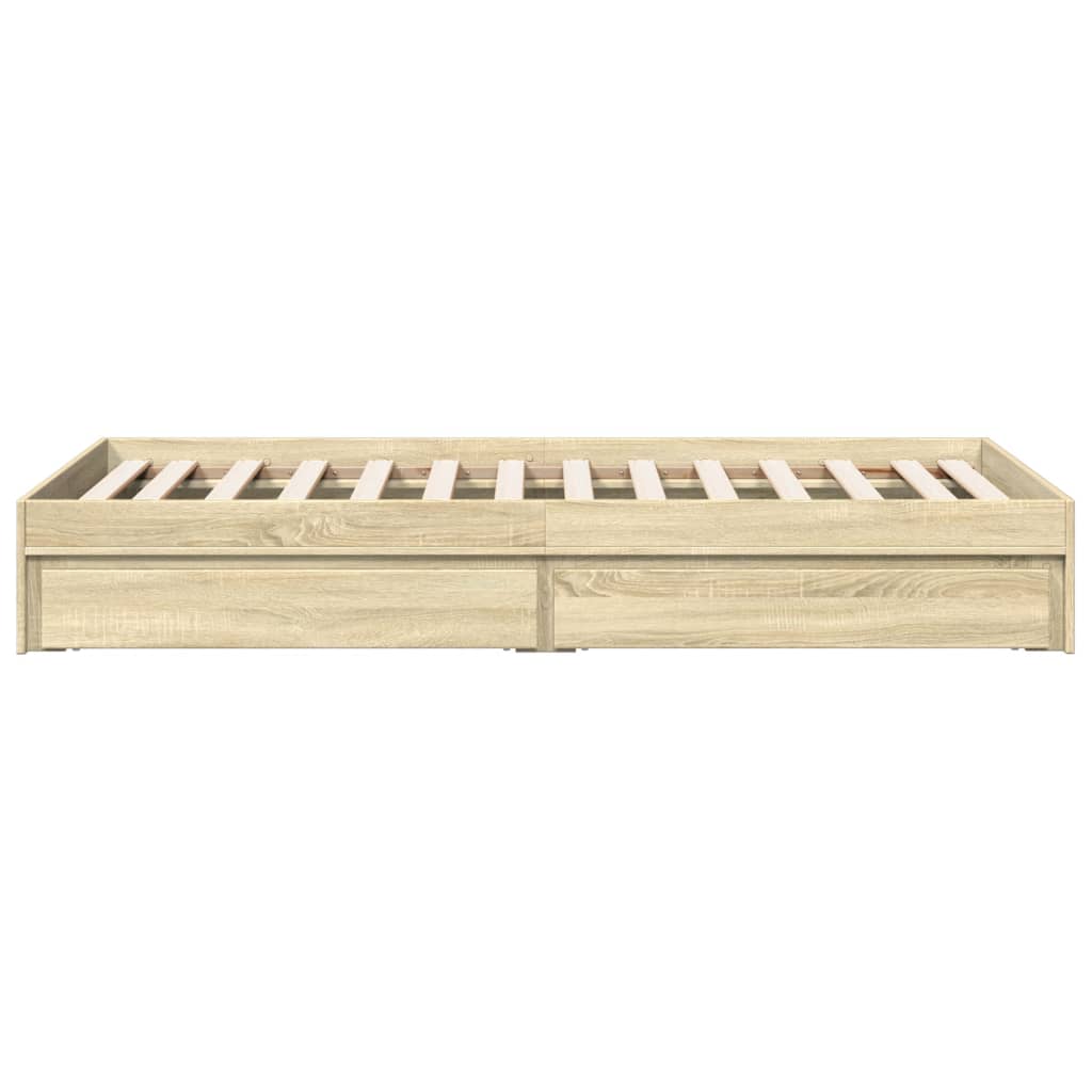 Bedframe met lades bewerkt hout sonoma eikenkleurig 90x200 cm
