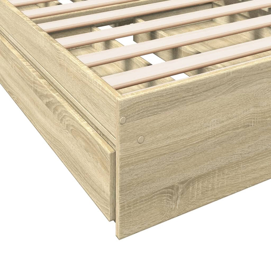 Bedframe met lades bewerkt hout sonoma eikenkleurig 90x200 cm