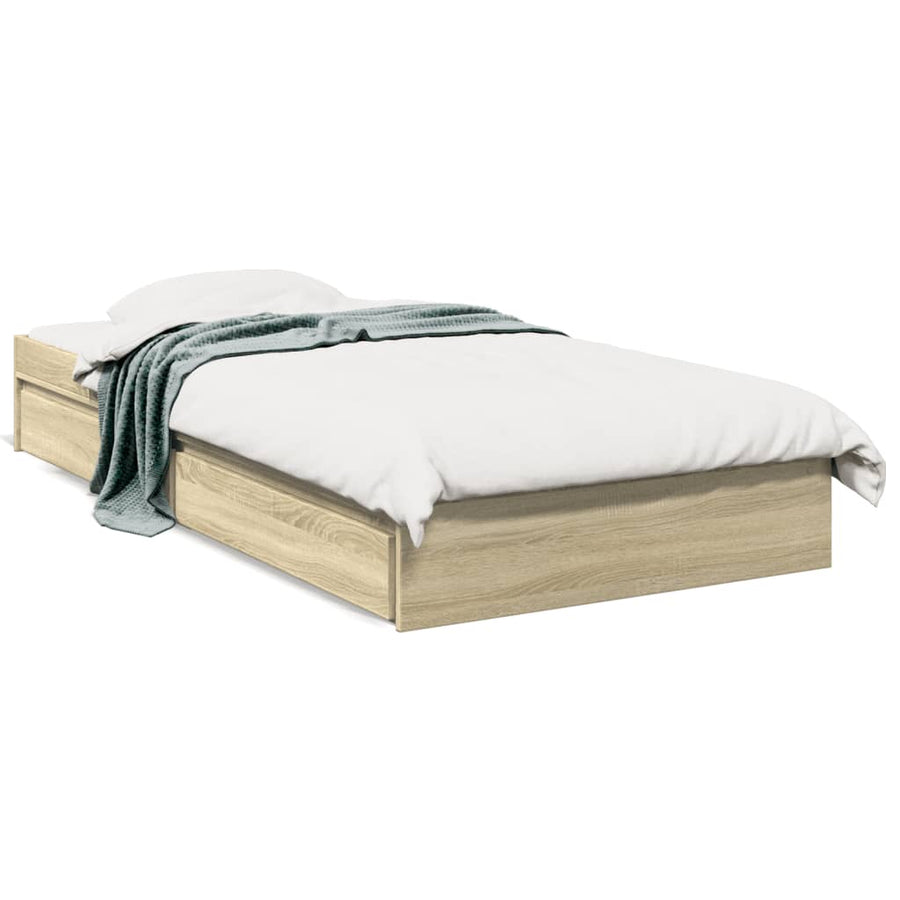 Bedframe met lades bewerkt hout sonoma eikenkleurig 90x200 cm