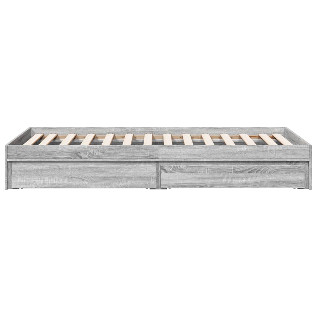 Bedframe met lades bewerkt hout grijs sonoma eiken 90x200 cm
