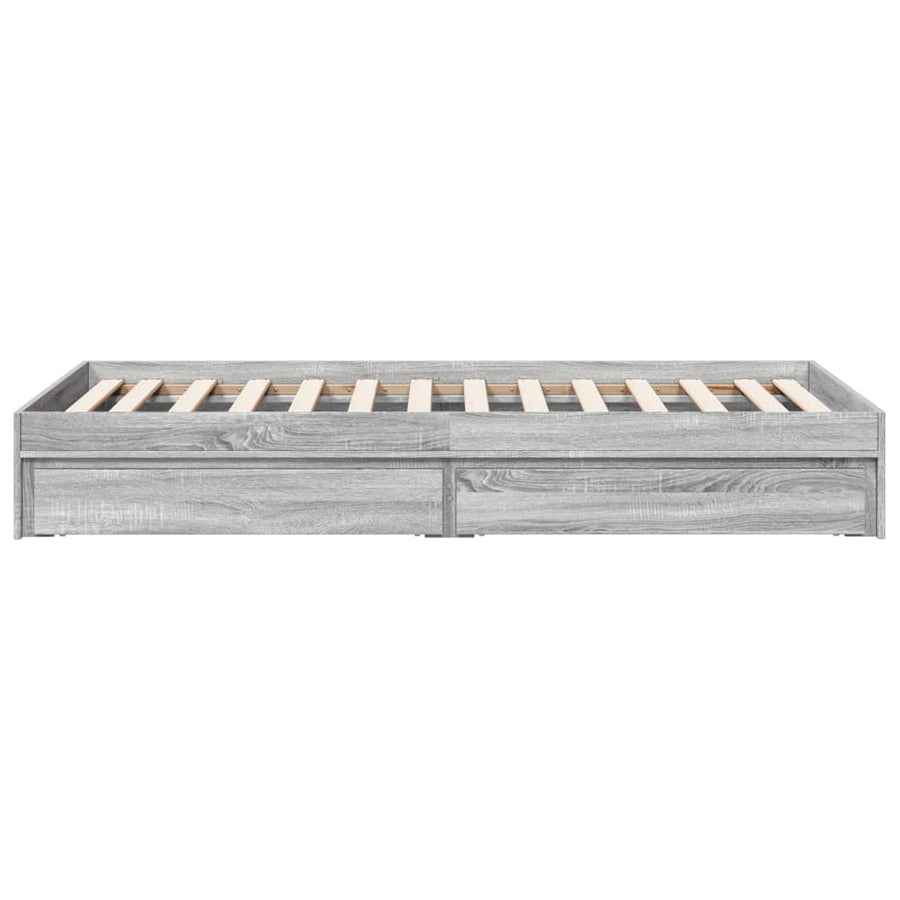 Bedframe met lades bewerkt hout grijs sonoma eiken 90x200 cm