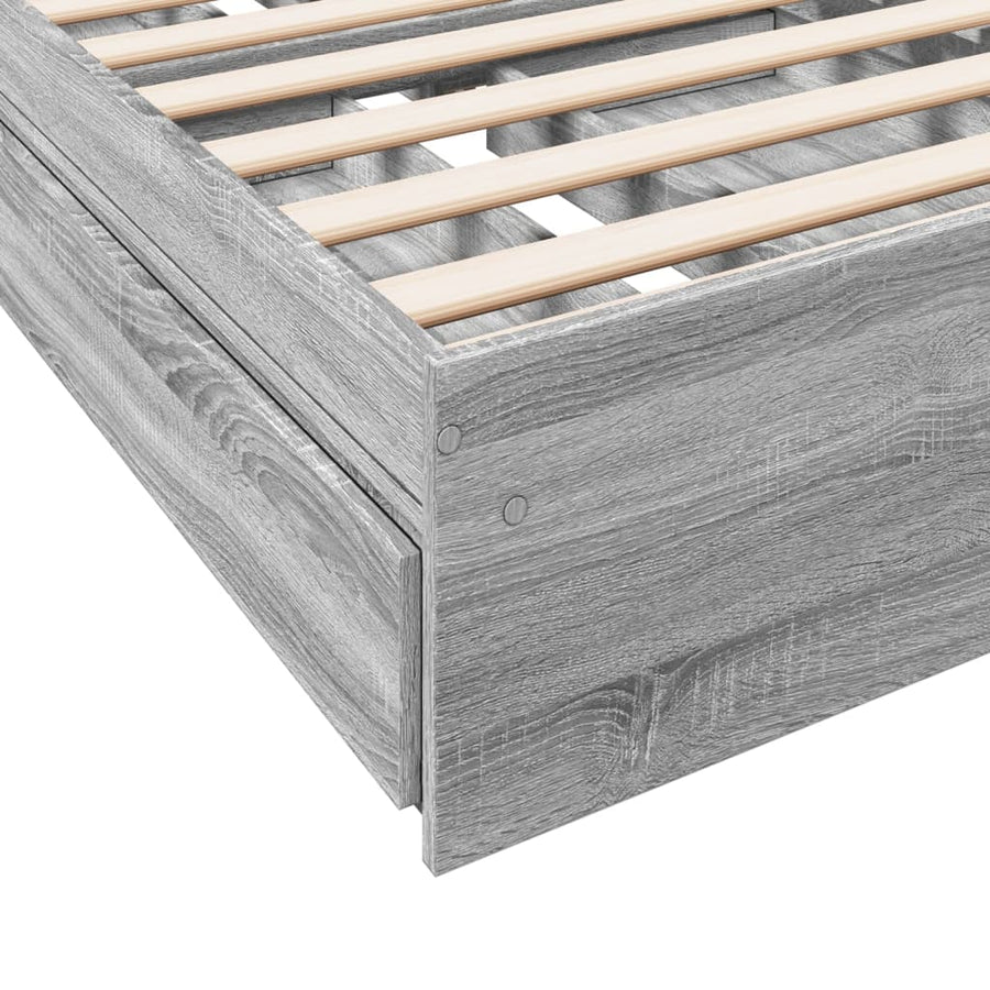 Bedframe met lades bewerkt hout grijs sonoma eiken 90x200 cm