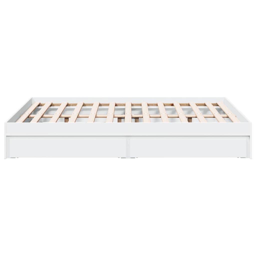 Bedframe met lades bewerkt hout wit 140x190 cm