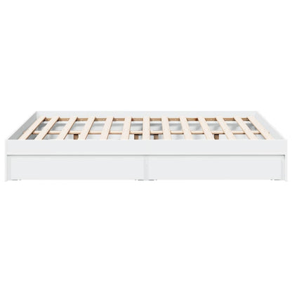 Bedframe met lades bewerkt hout wit 140x190 cm