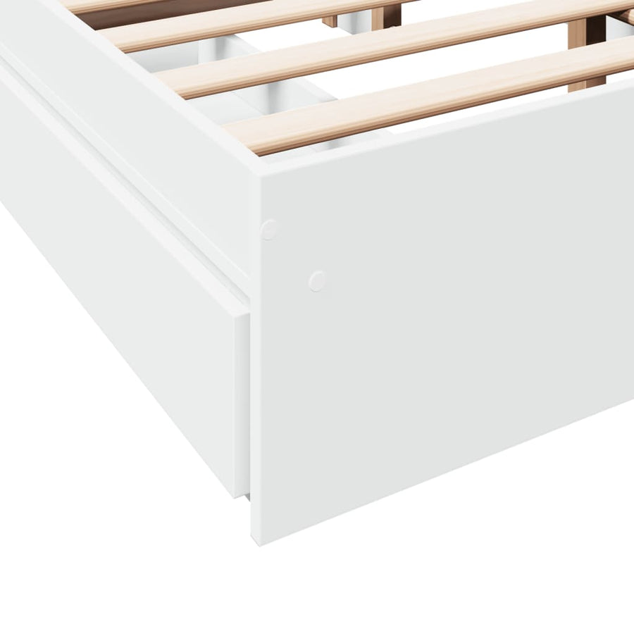 Bedframe met lades bewerkt hout wit 140x190 cm