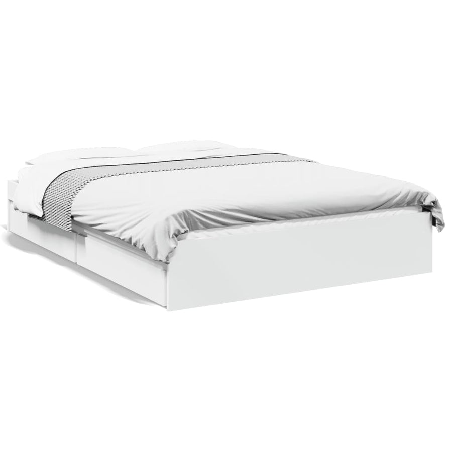 Bedframe met lades bewerkt hout wit 140x190 cm