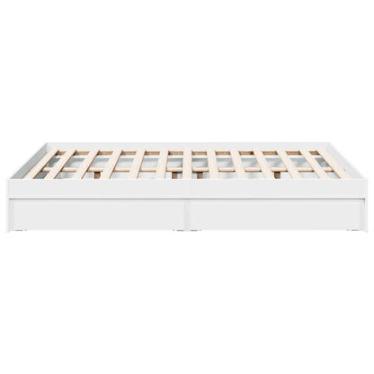 Bedframe met lades bewerkt hout wit 135x190 cm