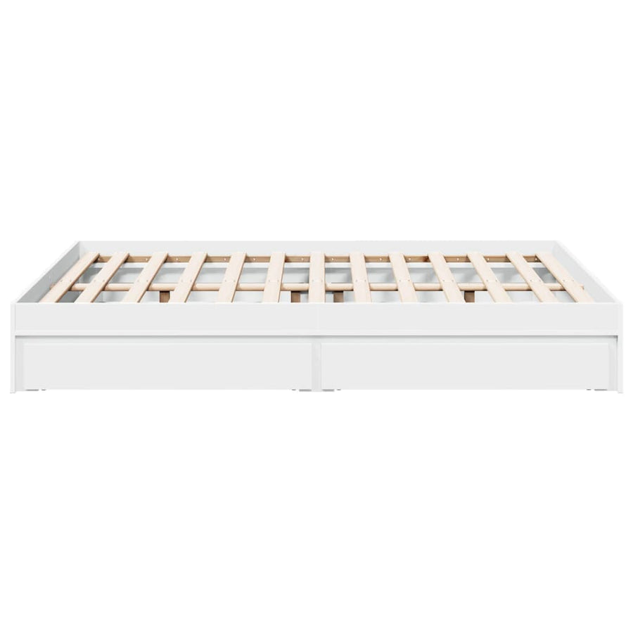 Bedframe met lades bewerkt hout wit 135x190 cm
