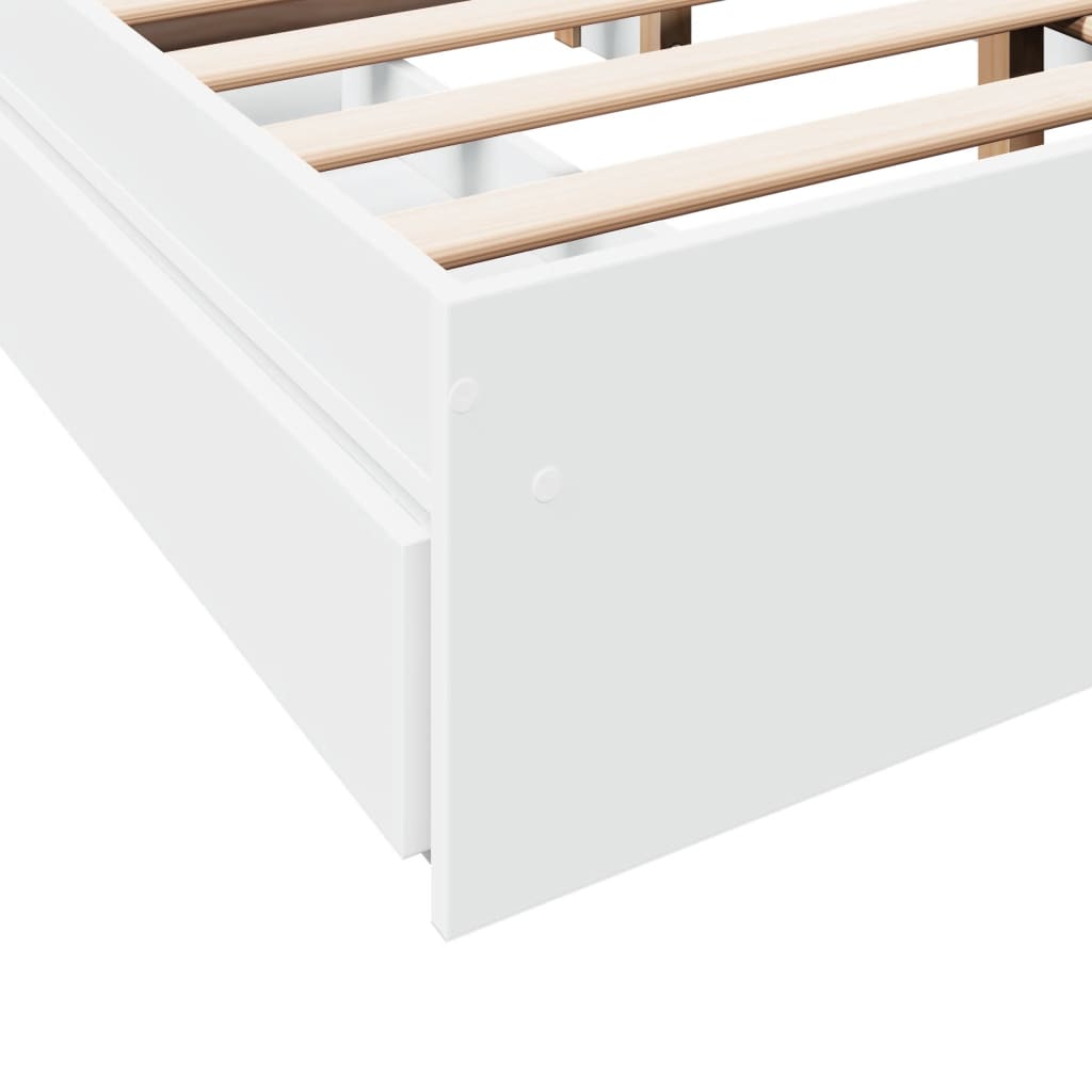 Bedframe met lades bewerkt hout wit 135x190 cm