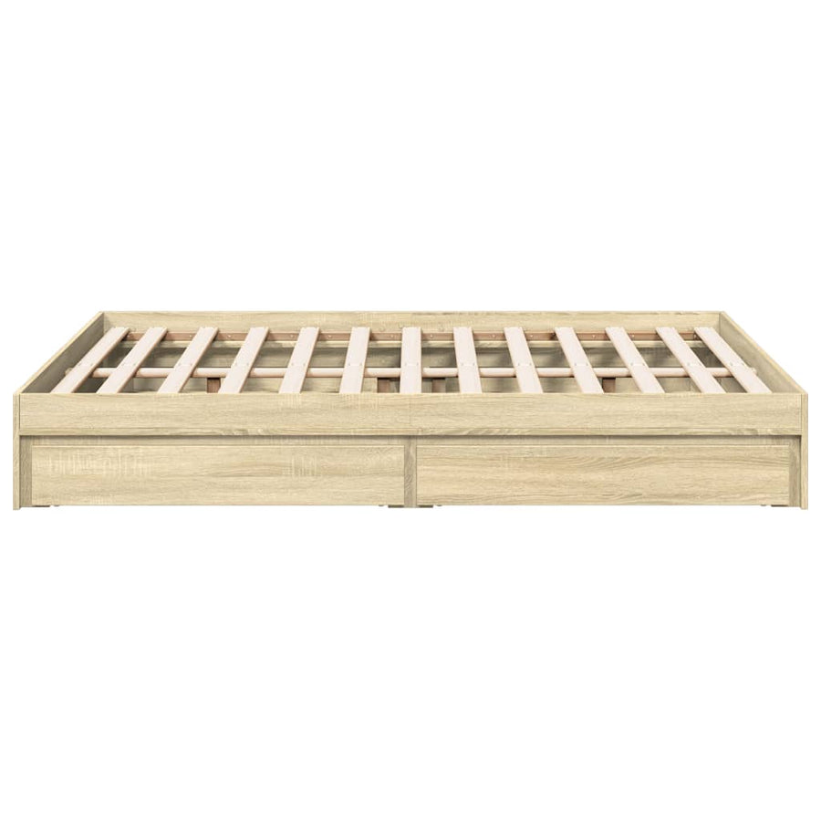 Bedframe met lades bewerkt hout sonoma eikenkleurig 135x190 cm