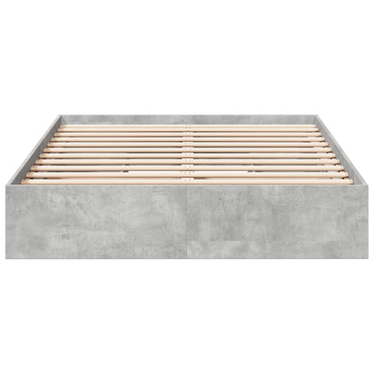 Bedframe met lades bewerkt hout betongrijs 135x190 cm