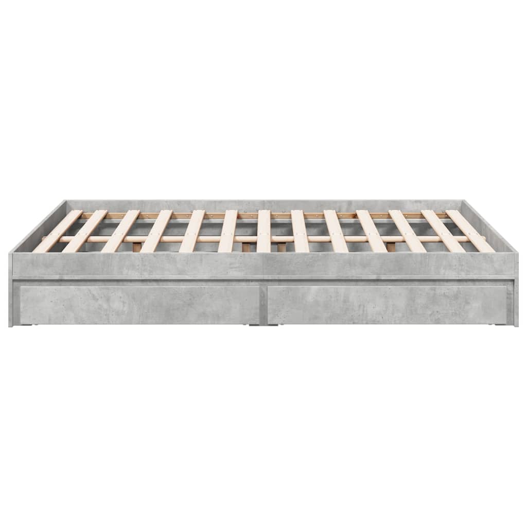 Bedframe met lades bewerkt hout betongrijs 135x190 cm