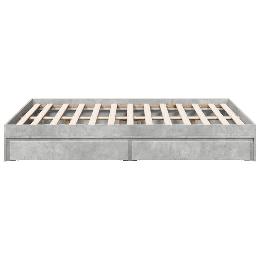 Bedframe met lades bewerkt hout betongrijs 135x190 cm