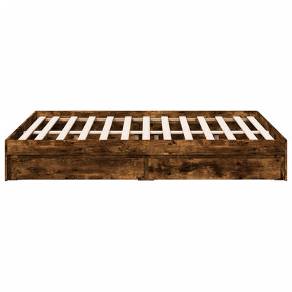 Bedframe met lades bewerkt hout gerookt eikenkleurig 135x190 cm