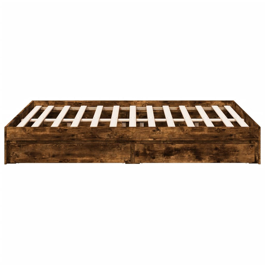 Bedframe met lades bewerkt hout gerookt eikenkleurig 135x190 cm