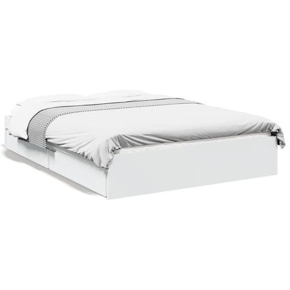 Bedframe Met Lades Bewerkt Hout Wit 120X190 Cm