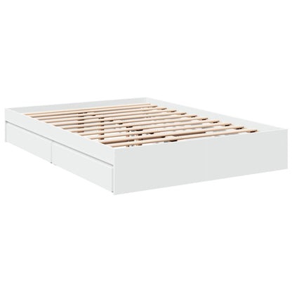 Bedframe Met Lades Bewerkt Hout Wit 120X190 Cm