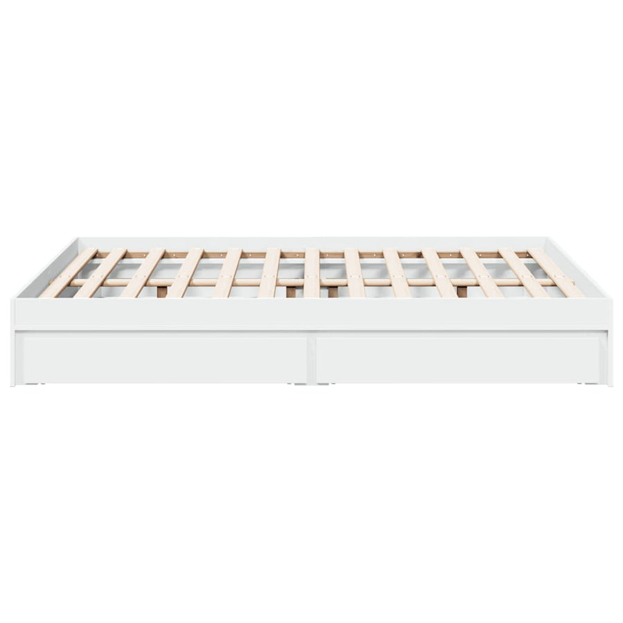 Bedframe Met Lades Bewerkt Hout Wit 120X190 Cm