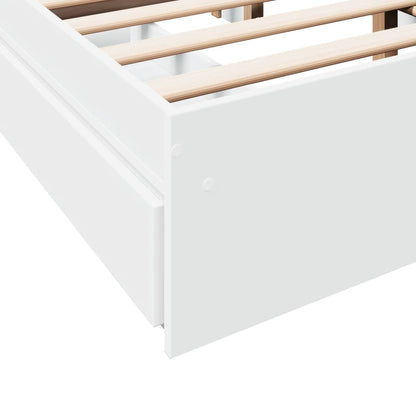 Bedframe Met Lades Bewerkt Hout Wit 120X190 Cm