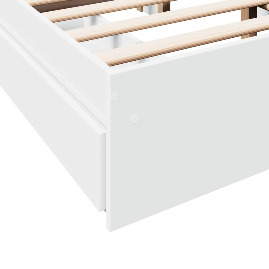 Bedframe Met Lades Bewerkt Hout Wit 120X190 Cm